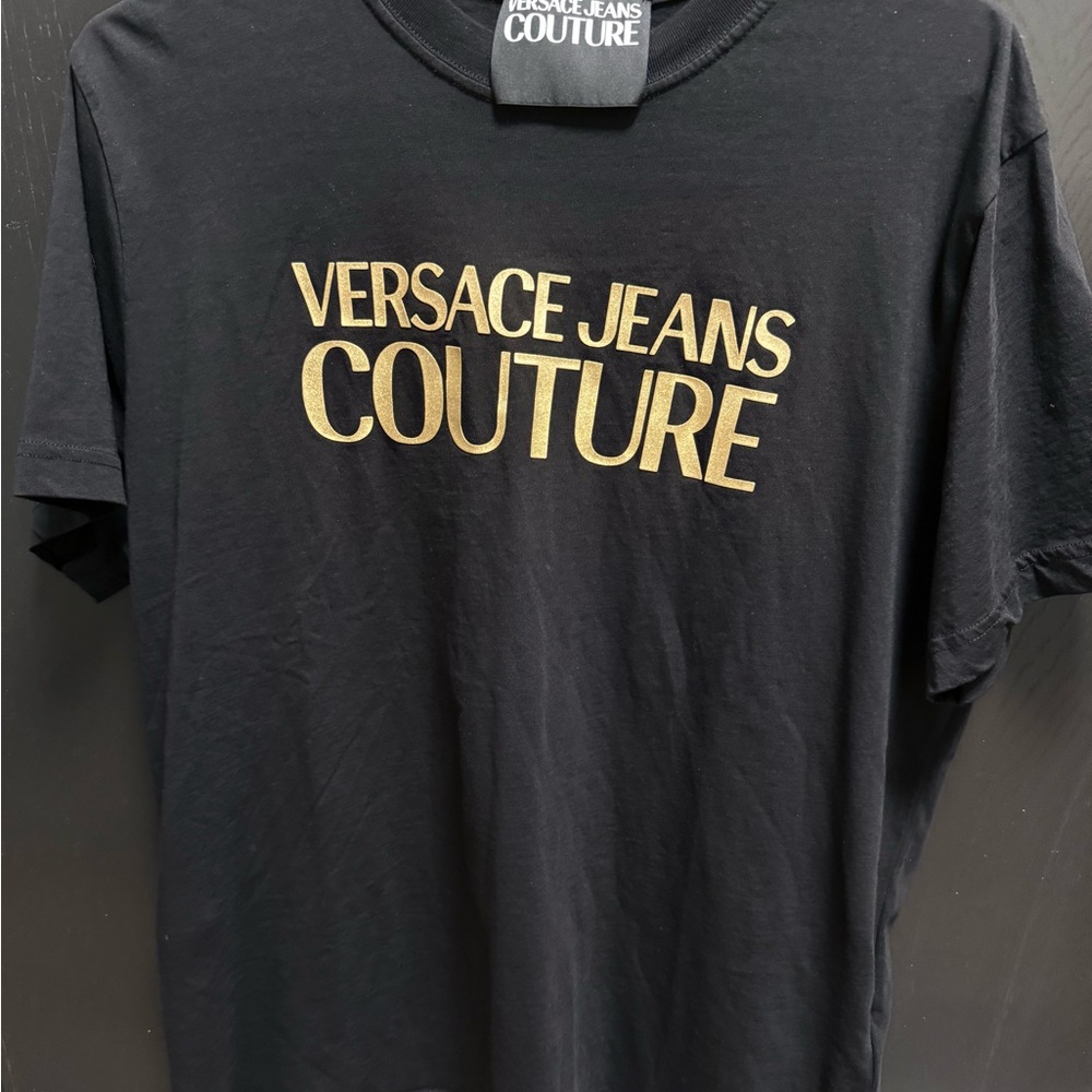 Versace Jeans Collection Black Tee with Gold Lettering